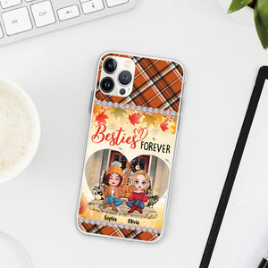 Besties Forever In Fall Season - Custom Appearances And Names - Personalized Phone Case, Gift For Best Friend