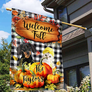 Welcome Fall - Personalized Photo And Name Garden Flag