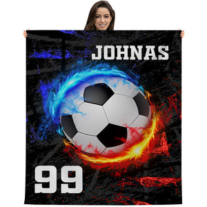 Custom Name And Number, Personalized Fleece Blanket - Gift For Soccer Lover, Family Gift