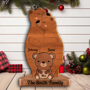 Personalized Wooden Bears Family - Puzzle Wooden Bears Family - Wooden Pet Carvings