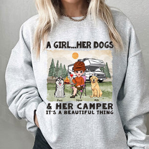 A Girl And Her Dogs Beautiful Thing - Gift For Camping Lovers - Personalized T-Shirt