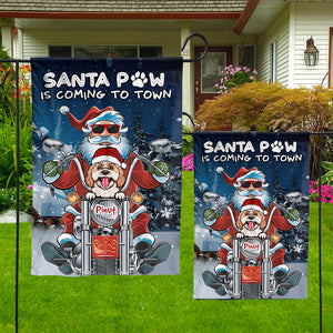 Santa Paw Is Coming Town - Custom Dog And Name Flag - Christmas Gift, Gift For Pet Lovers