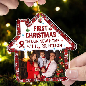 First Christmas In Our New Home - Custom Photo And Address, Personalized Acrylic Ornament - Gift For Christmas, Gift For Family