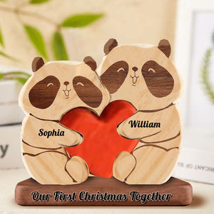 Man, Woman Couple Gift, Personalized Panda Couple Puzzle Wooden - Wooden Pet Carvings - Gift For Family