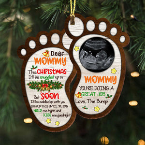 Mommy You Are Doing A Great Job Love The Bump - Personalized Custom Shaped Wooden Ornament, Christmas Gift