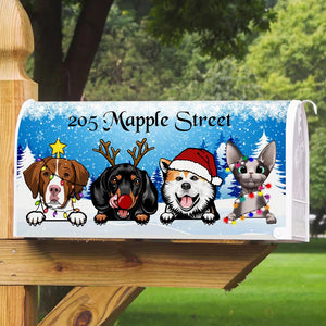 Custom Christmas Pet Mailbox Cover,  Christmas Gift, Gift For Pet Lover, Christmas Dog, Christmas Cat