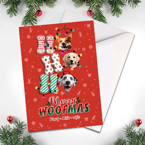 Merry Christmas Card, Personalized Card with Pet Name Photo, Christmas Papercut Card, Gift For Pet Lovers