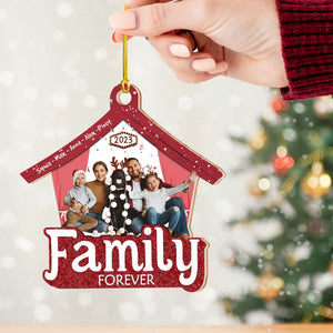 Family Forever, Custom Photo And Name - Personalized Custom Shaped Wooden Ornament - Gift For Family