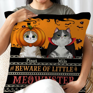 Beware Of Little Meownster - Personalized Cutie Kittie Pillow, Halloween Decor Gift, Cat Lovers Gift