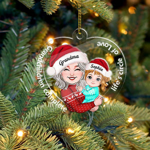 Grandchildren Complete Life's Circle Of Love Grandma Carried The Kid, Christmas Decor - Personalized Acrylic Ornament - Gift For Family