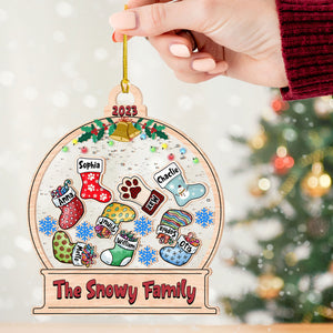 Personalized Ornament - Christmas Gift For Family - Colorful Family Stockings - Custom Shaker Ornament