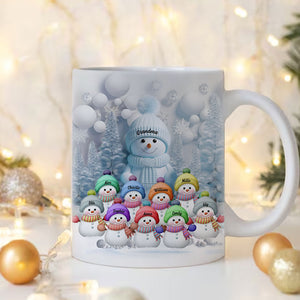 Snow Man Family Mug - Custom Name, Personalized White Mug, Gift For Family, Christmas Gift