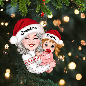 Grandma Carried The Kid, Christmas Decor - Personalized Acrylic Ornament - Gift For Family