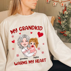 My Grandkid Warms My Heart, Custom Appearance And Names - Personalized Sweatshirt - Gift For Family