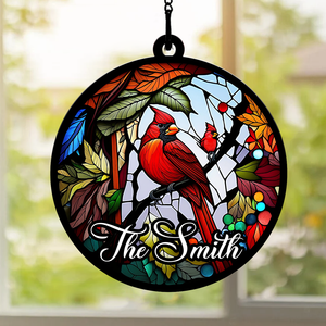 Cardinal Remembrance Gifts - Custom Background And Name - Personalized Acrylic Ornament - Window Ornament