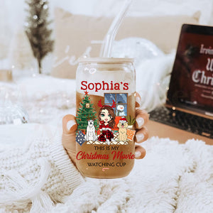 This Is My Christmas Movie Watching Cup - Customization Glass Bottle, Frosted Bottle, Gift For Family, Christmas Gift