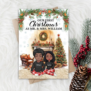 Couple First Christmas, Custom Appearances And Names - Personalized Christmas Card, Christmas Gift