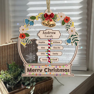 Family Name Signboard With Snow - Personalized 2-Layered Wooden & Acrylic Ornament - Gift For Family, Christmas Gift