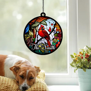 Cardinal Remembrance Gifts - Custom Background And Name - Personalized Acrylic Ornament - Window Ornament