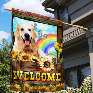 Personalized Sunflower Dog, Custom Dog Photo With Rainbow Garden Flag