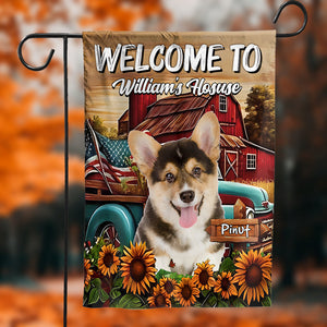 Welcome To My House, My Garden - Personalized Pet Photo & Name Flag - Gift For Pet Lovers