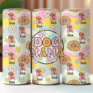 Custom Photo Dog Mama, Dog Mom Skinny Tumbler, Gift For Dog Lover