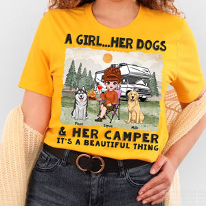 A Girl And Her Dogs Beautiful Thing - Gift For Camping Lovers - Personalized T-Shirt