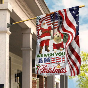 We Wish You Ameri Christmas  - Custom Pet Photo And Name Flag - Christmas Gift, Gift For Pet Lovers