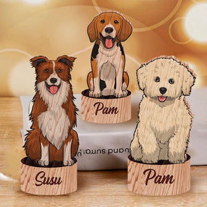 Custom Dog And Name, Personalised Wooden Place Names - Christmas Gift For Pet Lover - Standing Table Decoration