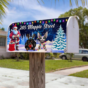 Santa And Custom Christmas Pet Mailbox Cover,  Christmas Gift, Gift For Pet Lover, Christmas Dog, Christmas Cat