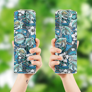 Personalized Sea Turtles Tribal Pattern Skinny Tumbler, Gift For Turtle Lover