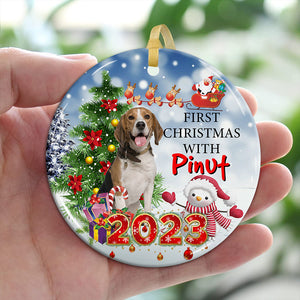 First Christmas With - Personalized Ceramic Ornament - Gift For Christmas, Family Gift, Gift For Pet Lover