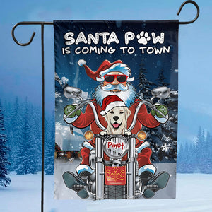 Santa Paw Is Coming Town - Custom Dog And Name Flag - Christmas Gift, Gift For Pet Lovers