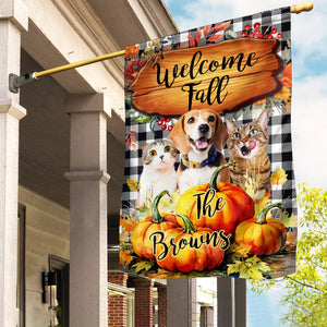 Welcome Fall - Personalized Photo And Name Garden Flag