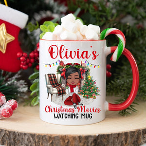 Woman Christmas Movies Watching Mug - Custom Appearances And Names, Personalized Mug, Christmas Gift