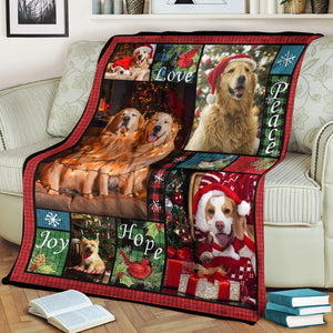 Christmas Love Peace Joy Hope - Custom Photo - Personalized Fleece Blanket, Christmas Gift For Pet Lover