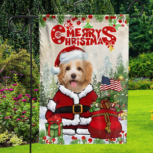 Merry Christmas Pet Santa - Custom Pet Photo Flag - Christmas Gift, Gift For Pet Lovers