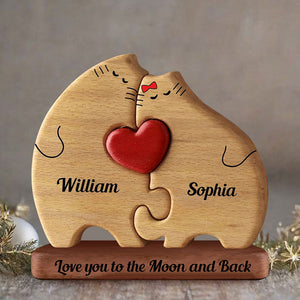 Man, Woman Couple Gift, Personalized Meowy Puzzle Wooden - Wooden Pet Carvings - Gift For Family