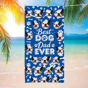 Custom beach dog and cat photo beach towel, a gift for pet lovers