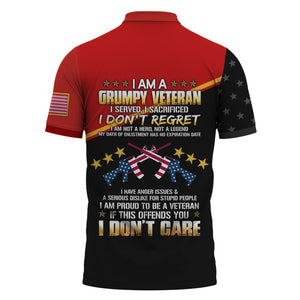 All Gave Some - Some Gave All - I Am Grumpy Veteran - I Served, I Sacrificed, I Don't Regret - Customized U.S. Veteran Polo Shirt, Gift For Veterans