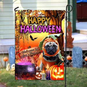 Happy Halloween - Personalized Pet Photo & Name Flag - Gift For Pet Lovers, Halloween Gift