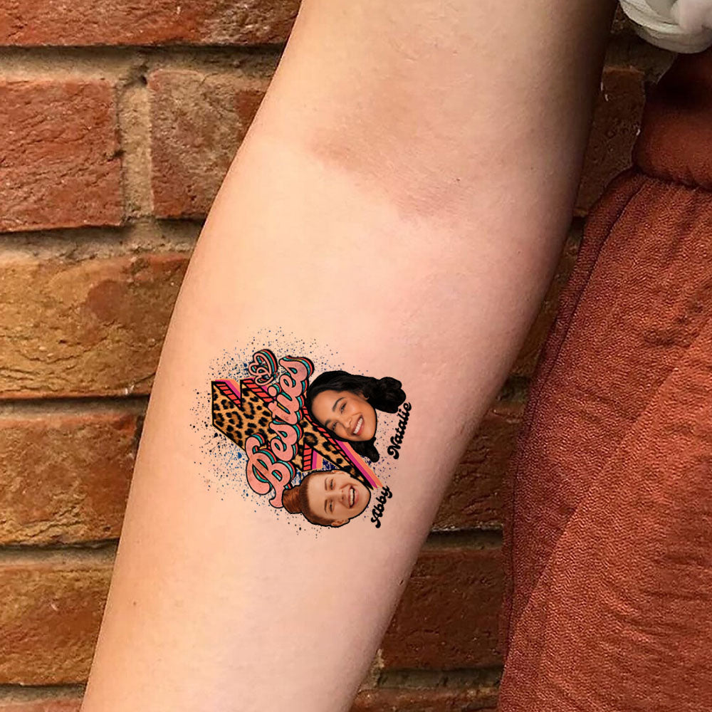 Custom Temporary Tattoo Besties Photo And Name, Fake Tattoo, Gift For Magicips