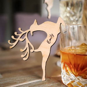 Reindeer Shape Personalised Christmas Party Decor Wine Glass - Christmas Gift For Family