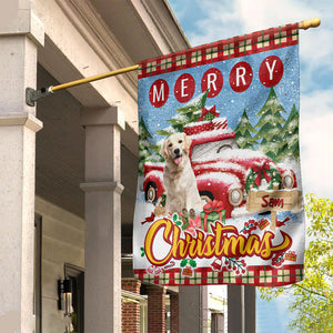 Merry Christmas Pet's House - Personalized Pet Photo And Name Flag - Christmas Gift, Gift For Pet Lovers