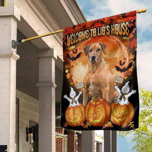 Welcome To Dog's House - Personalized Photo Halloween Dog Garden Flag, Gift For Pet Lovers