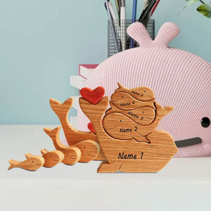 Personalized Dolphin Family Wooden Puzzle - Puzzle Wooden Dolphin Family - Wooden Pet Carvings, Gift For Family