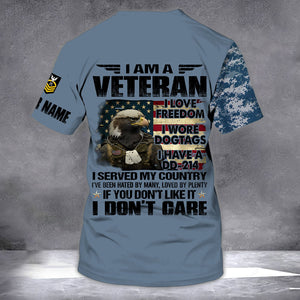 I Am Veteran - I love Freedom - I Wore Dogtags - I Have A DD-214 - Customized U.S. Veteran Navy T-Shirt, Gift For Veterans