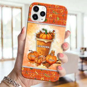 Grandma Mom Pumpkin Spice Latte Fall Season - Custom Names - Personalized Phone Case