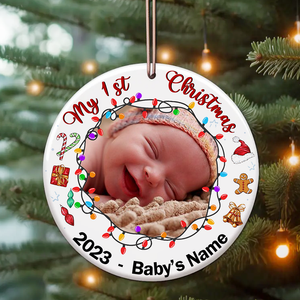 Baby Newborn My First Christmas - Personalized Christmas Ceramic Ornament - Gift For Family