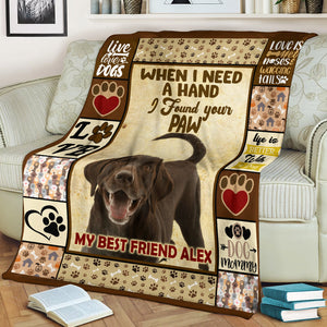 When I Need A Hand, I Found Your Paw - Custom Photo - Personalized Fleece Blanket, Christmas Gift For Pet Lover